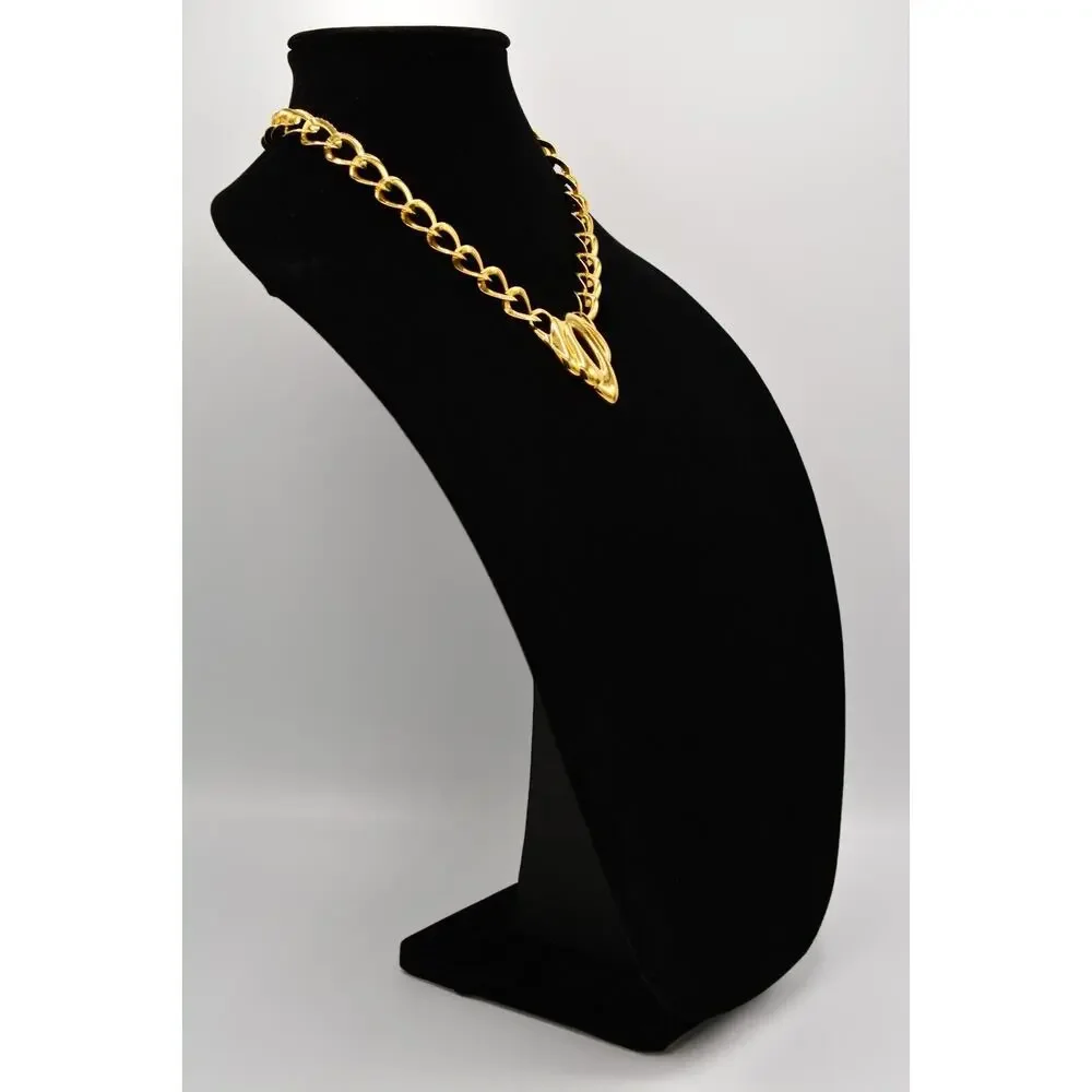Napier Vintage Collar Necklace Bow Linked Chain Chunky Signed 1980s Bin6B